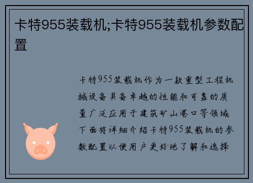 卡特955装载机;卡特955装载机参数配置